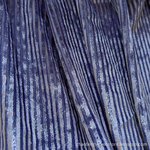 Woven Metalic Stripe Velvet Curtain Fabric